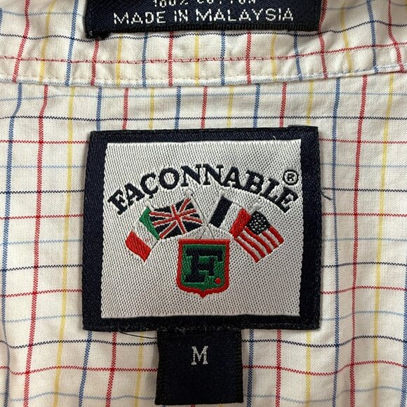 Faconnable Lightweight Red White Check Button-Down All Cotton Medium French Mens - Picture 10 of 13
